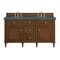 James Martin Vanities 60'' Double Vanity, Mid-Century Walnut w/ 3 CM Parisien Bleu Quartz Top 424-V60D-WLT-3PBL - alternate 1